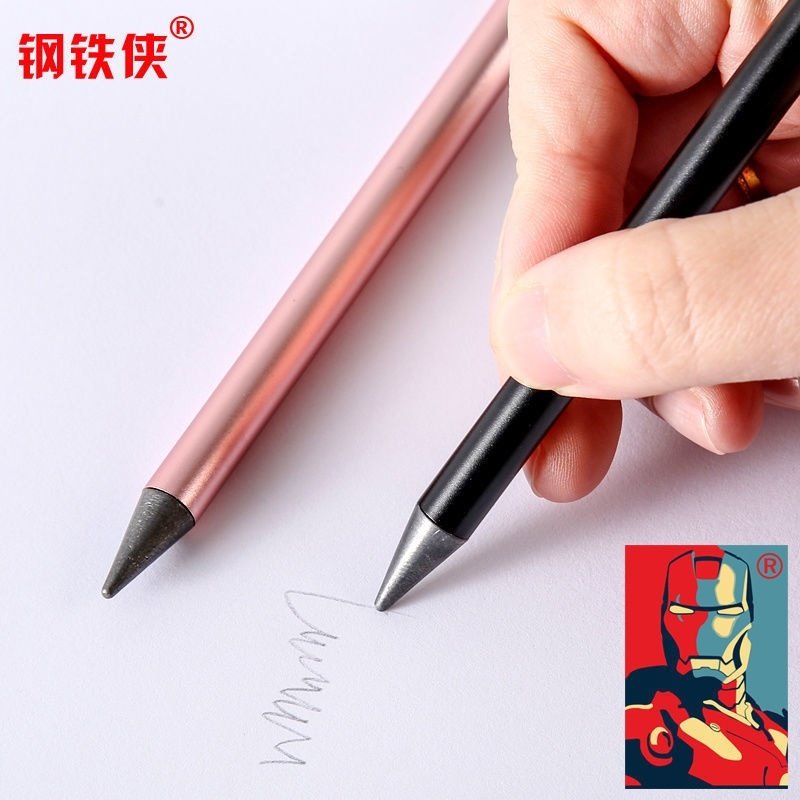 Eternal pen ink-free life students use metal pen to depict Germany permanently with an endless pencil rubbable