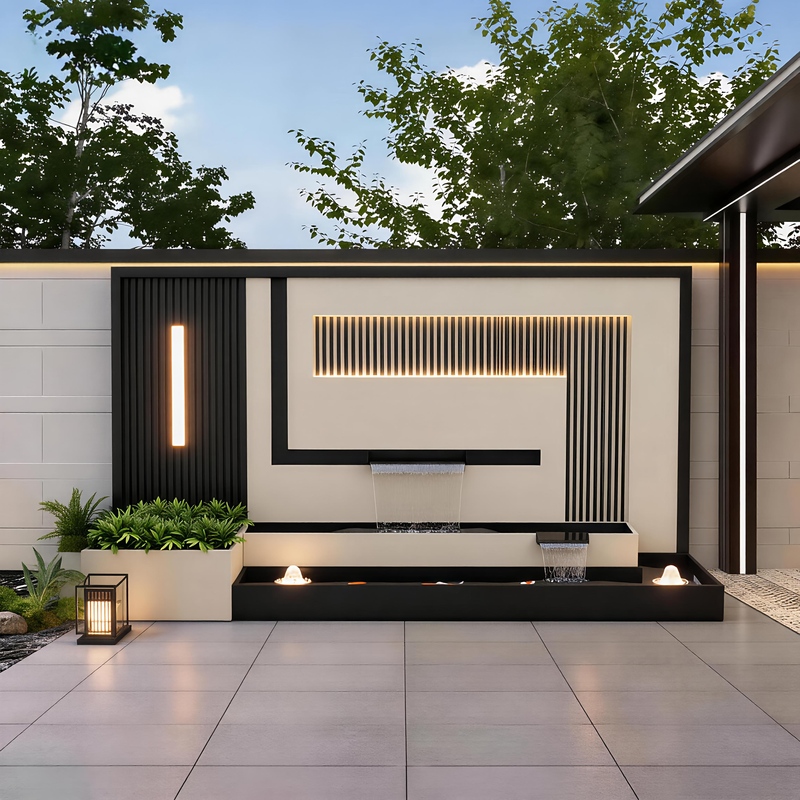 Outdoor Stainless Steel Water Feature Wall for Courtyard, Garden, Villa, Community, Circulating Water Curtain Wall, Screen, Fish Pond, Landscape Design Outdoor Stainless Steel Water Feature Wall for Courtyard, Garden, Villa, Community, Circulating Water Curtain Wall, Screen, Fish Pond, Landscape Design
