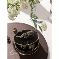 Qikuo Home Glory Series Hunting Diamond Leopard Alloy Jewelry Box Dressing Table Home Storage Decorative Ornaments