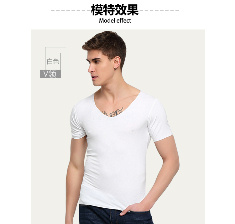 Áo thun lụa tay ngắn liền thân lụa Modal V-cổ mỏng phần hè thanh niên thể thao nhanh khô tay áo sơ mi áo polo nam