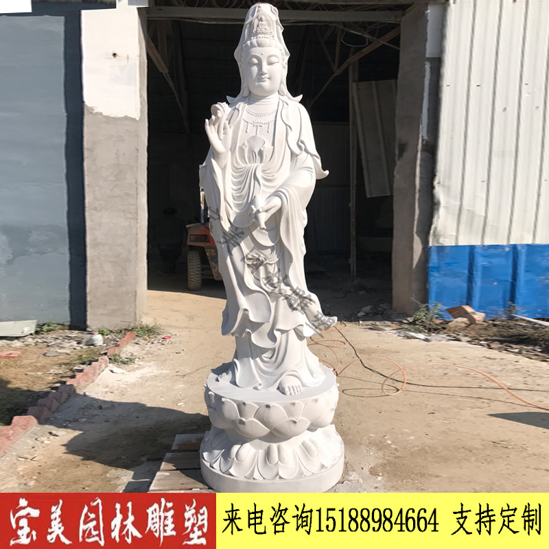 Stone carving Guanyin Han Baiyu dripping Guanyin three-sided Guanyin large outdoor temple granite Buddha sculpture custom