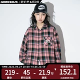 Розовая ретро рубашка, официальный продукт, с вышивкой, в американском стиле, свободный крой, осенняя