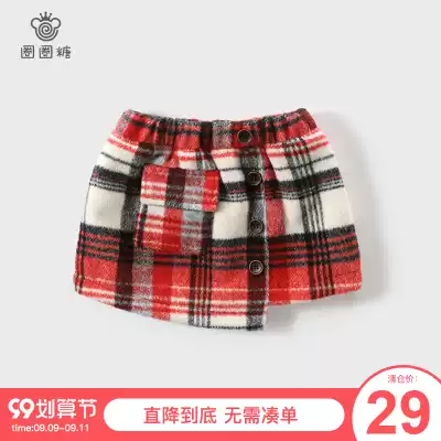 (Fold) circle candy children's clothing girls short skirt autumn and winter Children Baby children thick woolen dress skirt skirt