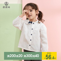 Girls Long Sleeve Shirt Spring and Autumn Dress Little Girl Bow Shirt Children Baby Cotton Western Lapel Top
