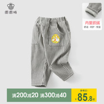 Childrens clothing girls plus velvet casual pants baby childrens pants winter wearing childrens thick warm trousers ankle-length pants