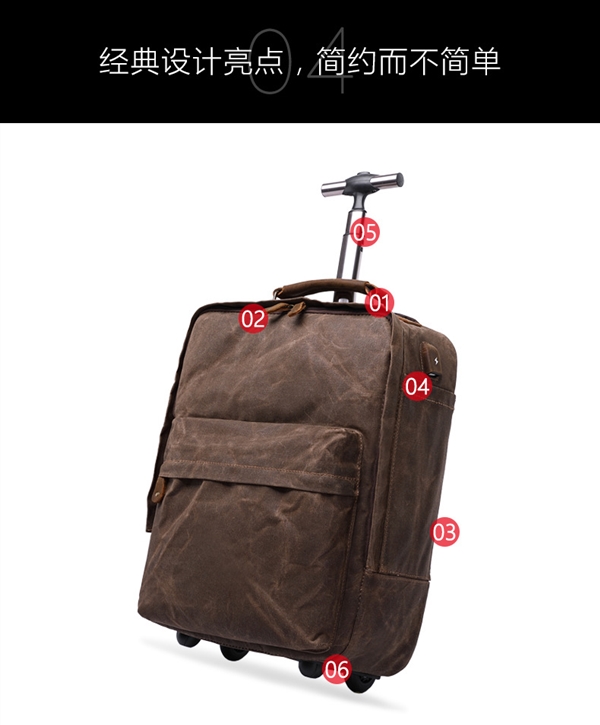 Canvas không thấm nước du lịch đa chức năng ba lô kéo thanh ba lô ngoài trời nguồn điểm mới sáp dầu nam - Túi du lịch balo