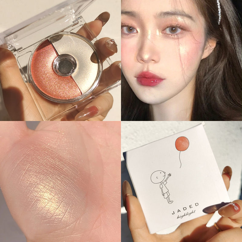 Flashing donut blush highlighter all-in-one plate pink natural nude makeup brightening female student mermaid eye shadow