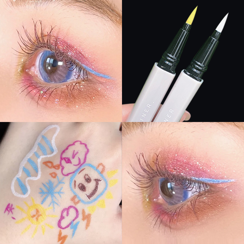 Color eyeliner liquid pen glue pen does not smudge long-lasting waterproof long-lasting thin head very fine white novice beginner