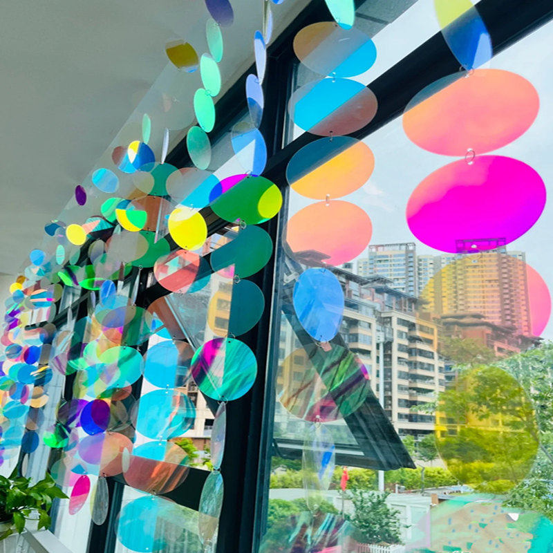 Laser dazzling ring color wafer Kindergarten beauty work area corridor hanging decoration sheet air decoration ring creation hanging decoration wedding decoration-Taobao