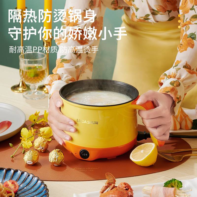 Pan Multifunction Home Hot Pot Students Dorm Room Mini Small Electric Pan Dorm Room Cooking Noodle Small Pan Small Quick Cooking Pot 1 Man 2