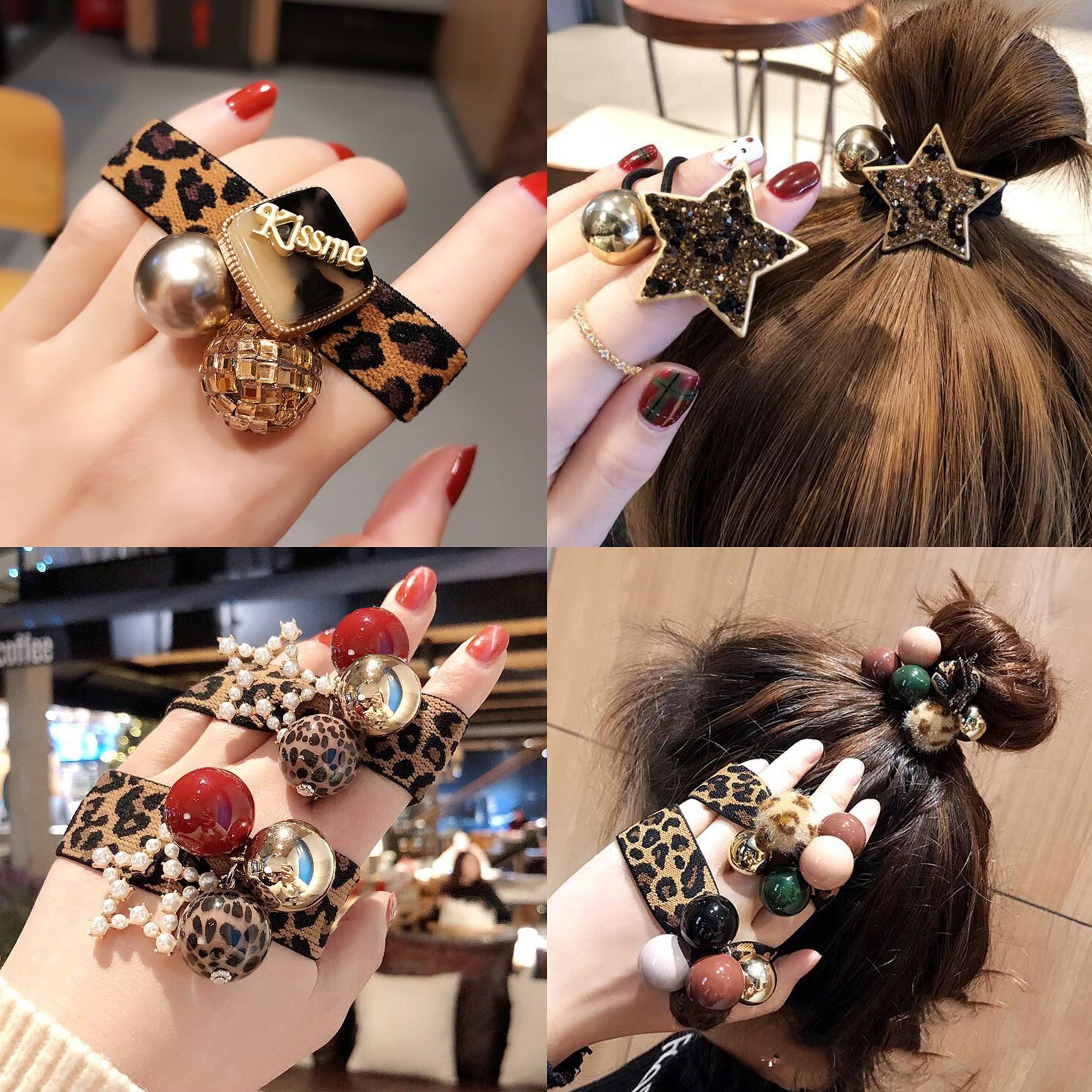 () Korean version hair ring women's hair leather fascia headwear Accessories Hair haircut Hair Hair Ring Suit