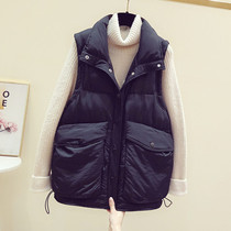 Down cotton vest womens 2020 new spring winter Korean version loose bread dress thin vest medium-long horse clip