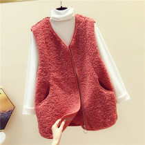 Lamb plush vest vest women wear 2020 new autumn and winter loose fur one-piece shoulder Korean version of the jacket