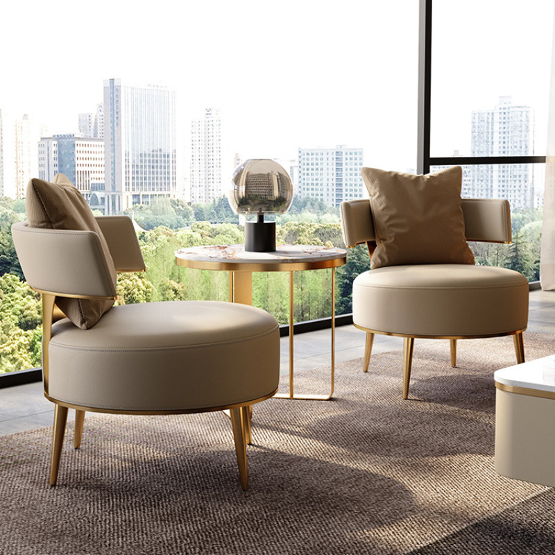 Single sofa living room simple light luxury leather art sofa balcony small sofa designer tiger chair American single chair