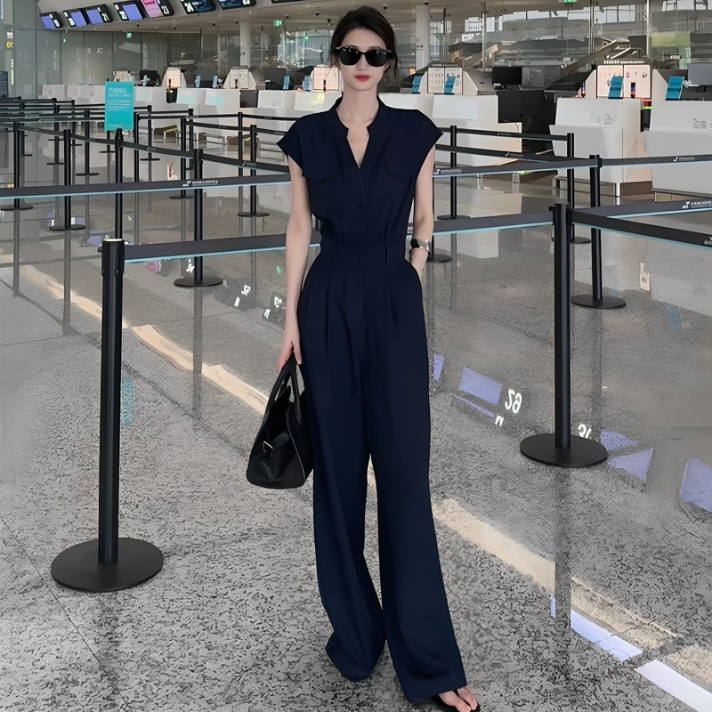 High-End Fashion Jumpsuit for Women 2025 Summer New Style Waist-Cinching Jumpsuit Casual Wide-Leg Pants Set High-End Fashion Jumpsuit for Women 2025 Summer New Style Waist-Cinching Jumpsuit Casual Wide-Leg Pants Set
