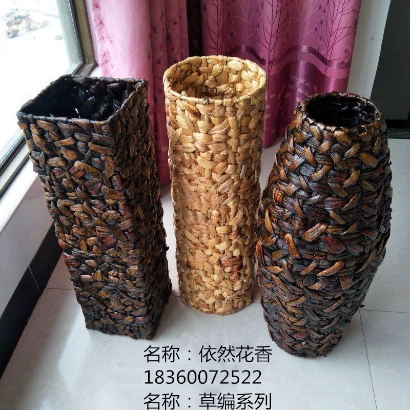 Mây sắt giả gỗ bình gốm phòng khách hoa khô cắm hoa sàn lớn bình hoa trang trí nhà trang trí hoa - Vase / Bồn hoa & Kệ