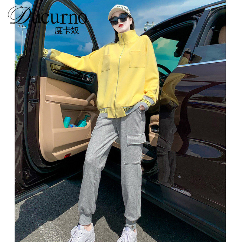 Ducurno 2022 autumn and winter new fashion sportswear suit women's casual age-reducing sweater sweater two-piece set