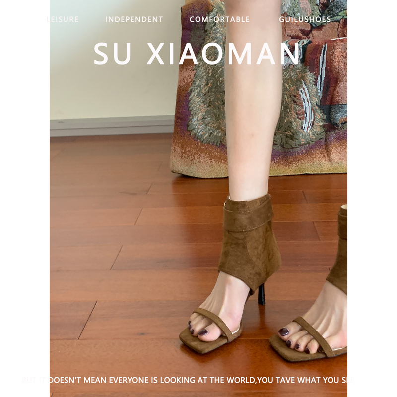 Cowhide Version! 6cm High Heel Open-Toe Sandals, New 2025 Summer Style, Suitable for Pairing with Dresses, Square Toe Stiletto Ankle Boots Cowhide Version! 6cm High Heel Open-Toe Sandals, New 2025 Summer Style, Suitable for Pairing with Dresses, Square Toe Stiletto Ankle Boots