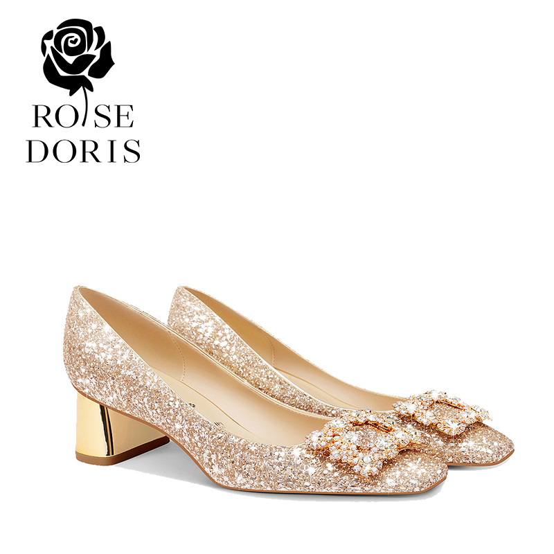 Rose Doris Chunky Heel Wedding Shoes for Women 2025 New Bridal Shoes Crystal Square Toe Shoes Mid-Heel Crystal Shoes Rose Doris Chunky Heel Wedding Shoes for Women 2025 New Bridal Shoes Crystal Square Toe Shoes Mid-Heel Crystal Shoes