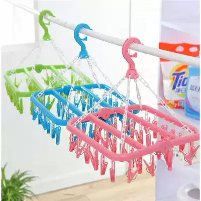 (Buy 2 get spare clip) underwear drying socks rack baby drying multi clip windproof socks rack