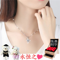 Net red with 999 sterling silver necklace female collarbone Korean student heart shape niche design to send girlfriend birthday gift