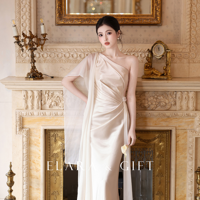 Elara Gift《Gilded》Stunning Engagement Dress, French High-End Toast Dress, New Dressing Gown Dress
