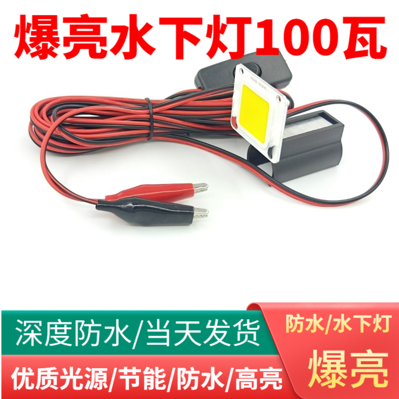 12V Drain Light Yellow Light White Light Strong Light Waterproof Led Fish Light Night Fishing Rod Net Light to Luring Fish and Collect Fish Drain Light