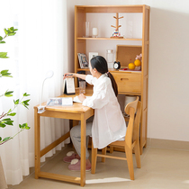 All solid wood desk computer desk home writing desk desktop corner desk beech wood space saving desk bookshelf combination