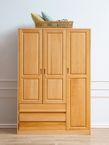 Wardrobe full solid wood 3-door bedroom Beech wardrobe Assembly New Chinese wardrobe bedroom cabinet storage strong drawer