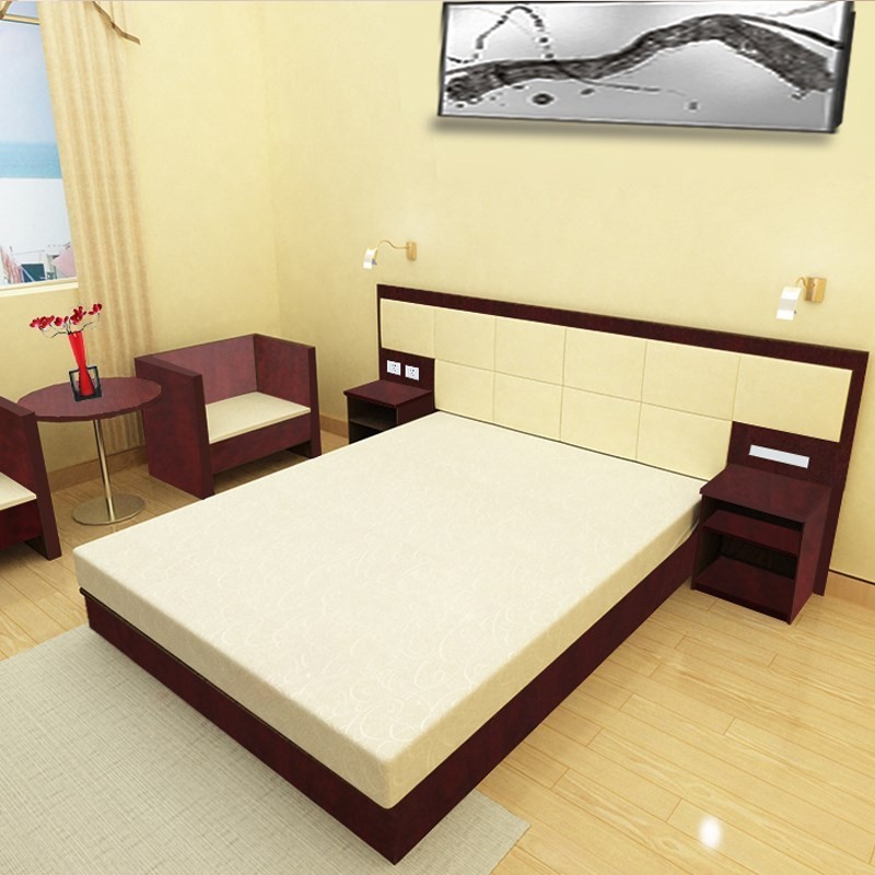Giường ngủ tùy chỉnh nội thất đầy đủ giường tiêu chuẩn phòng khách sạn cho thuê giường khách sạn đầy đủ gói mềm đầu giường tủ TV - Nội thất khách sạn tủ quần áo gỗ
