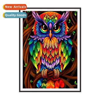 Diamd painting new DIY colorful owl full  round diamds paste