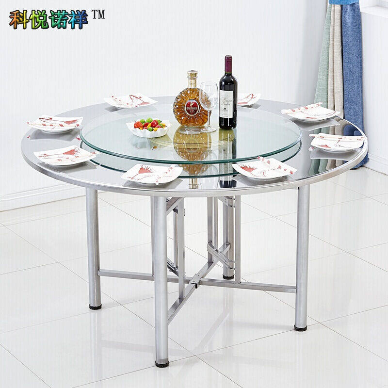 Stainless Steel Table Folding Large Round Table Home Round Dining Table Simple Portable Table Zinc 1 4 m Desktop Table