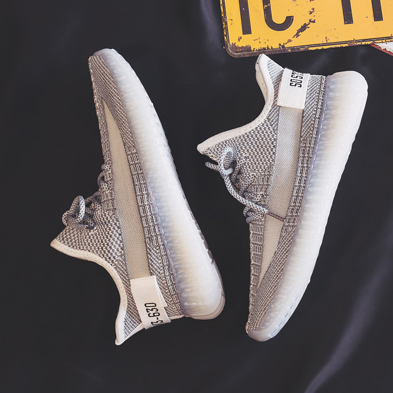 2022 spring new breathable flying woven mesh coconut men's shoes Korean version trend casual jelly bottom sneakers trendy shoes