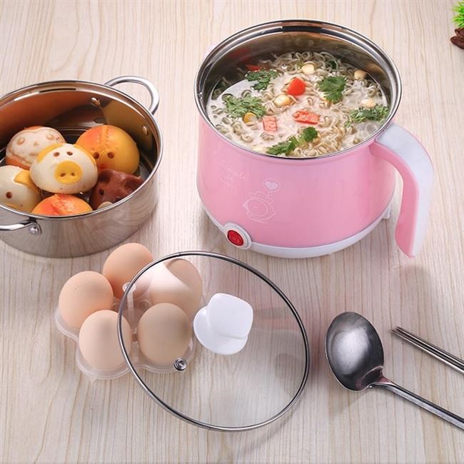 Máy luộc trứng ngay nồi cháo inox cháo nhân tạo mini tự động tắt nguồn cho trẻ em luộc trứng hấp trứng - Nồi trứng 	nồi lẩu điện mini bosco