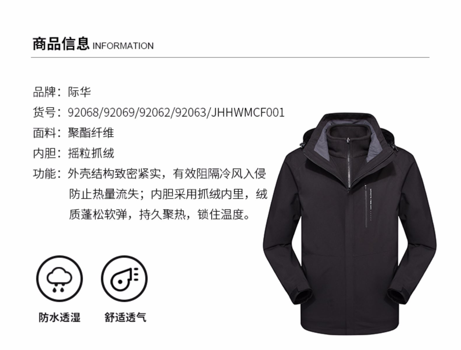 际华 部队供应商 男女款加厚摇粒绒 三合一冲锋衣 全5分好评 图8