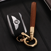 Vehicular key buckle handwoven leather bracelet pendant car chain couple male and female minimalist fashion lock spoon ring hanging decoration