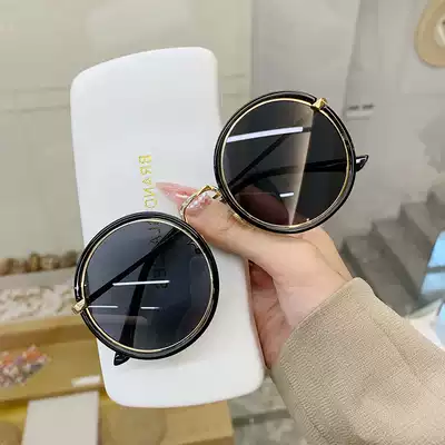 Sunglasses female round frame Korean new trend sunshade anti-UV round face thin net red fashion driving sunglasses men