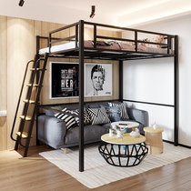 Nordic Apartment elevated bed double bed bed under bed iron bed modern minimal small tower cabinet bed