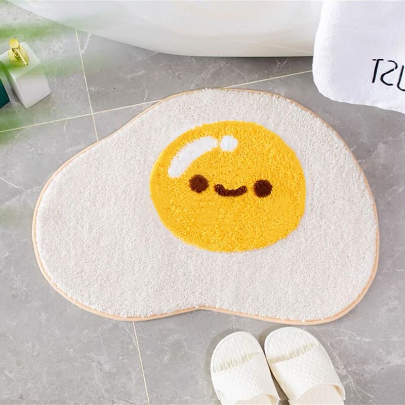Fun poached egg floor mat bathroom door bathroom non-slip mat absorbent foot pad toilet toilet door mat