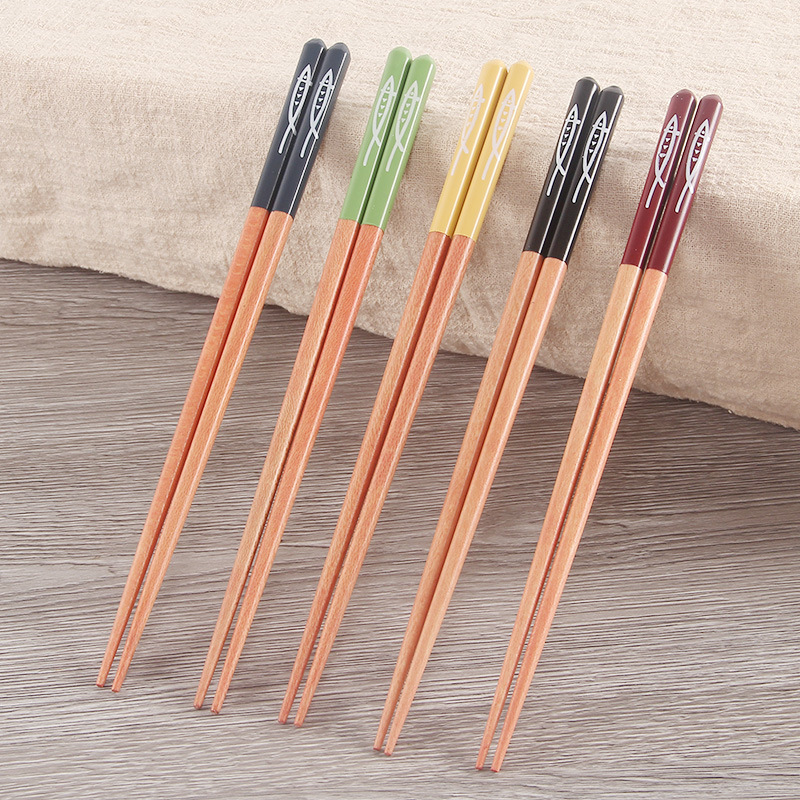 Japanese style saury chopsticks Solid wood chopsticks Japanese pointed chopsticks Couple chopsticks Single and double household chopsticks