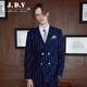 Nam thu nam Casual Suit sọc đúp Cut Suit Jacket nam SMJ7033BLU