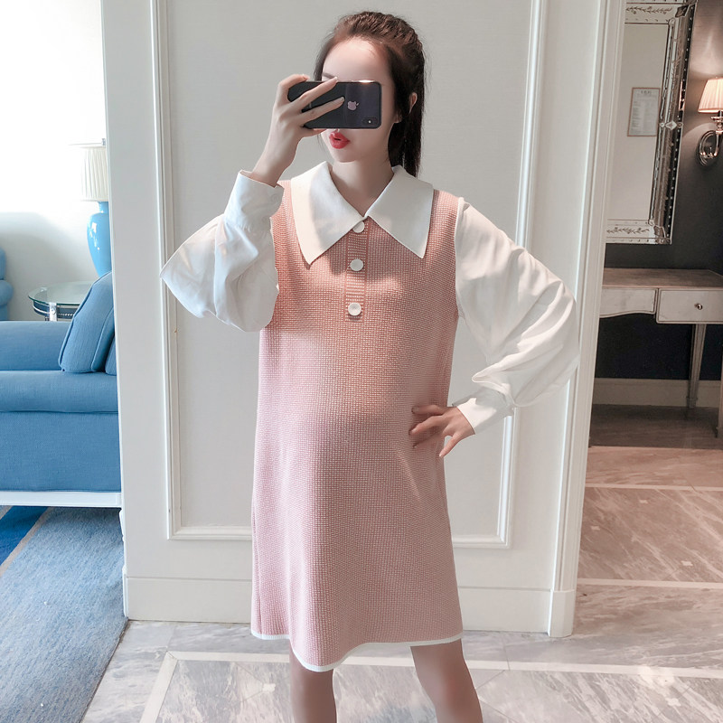 Pregnant women autumn fashion dress overhead A - letter loose knitting skirt 2019 Han version of the plate tops
