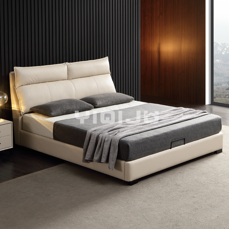 Modern minimalist small apartment Nordic leather bed 18 meters side-by-side double bed storage wedding bed master bedroom leather art bed