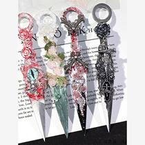 Kunai handmade knife Chinese style butterfly utility knife dark gothic style box opener finished birthday gift decoration b