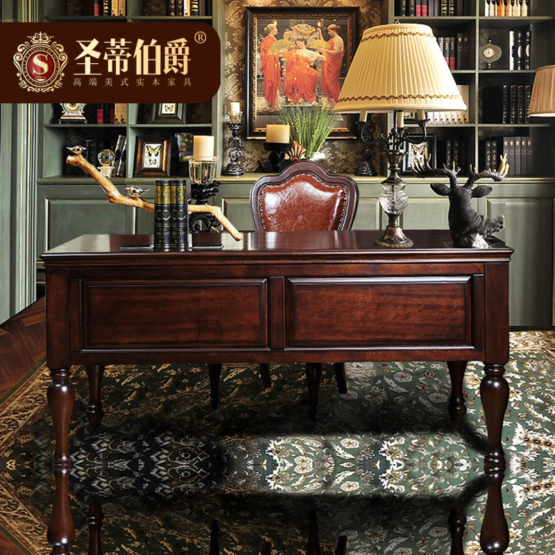 Brief American Desk Full Solid Wood Desk Writing Letters House Furniture Suit Combined Bedroom Calligraphy Desk and Calligraphy Desk