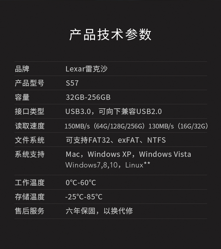 雷克沙 S57 128GB优盘 USB3.0高速U盘 图8