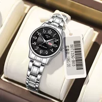 3120 цифровой двойной календарь стальной ремень Женский серебряный черный+4 подарки+страхование грузовых перевозок+пожизненная гарантия