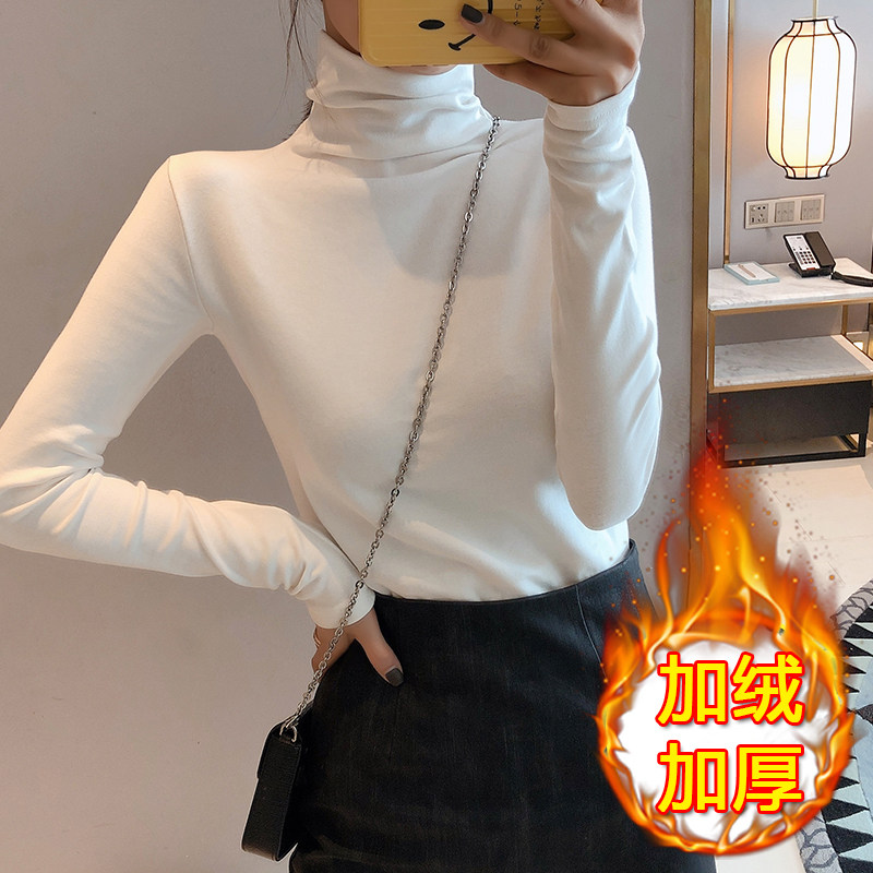 2021 Spring and autumn new women's clothing 100 hitch lap and high collar bottom-shirt long sleeve T-shirt autumn and winter foreign pie
