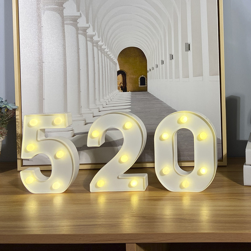 Digital lights 520 lights Valentine's Day Tanabata couple proposal confession flower shop wedding room activity decoration 16cm high