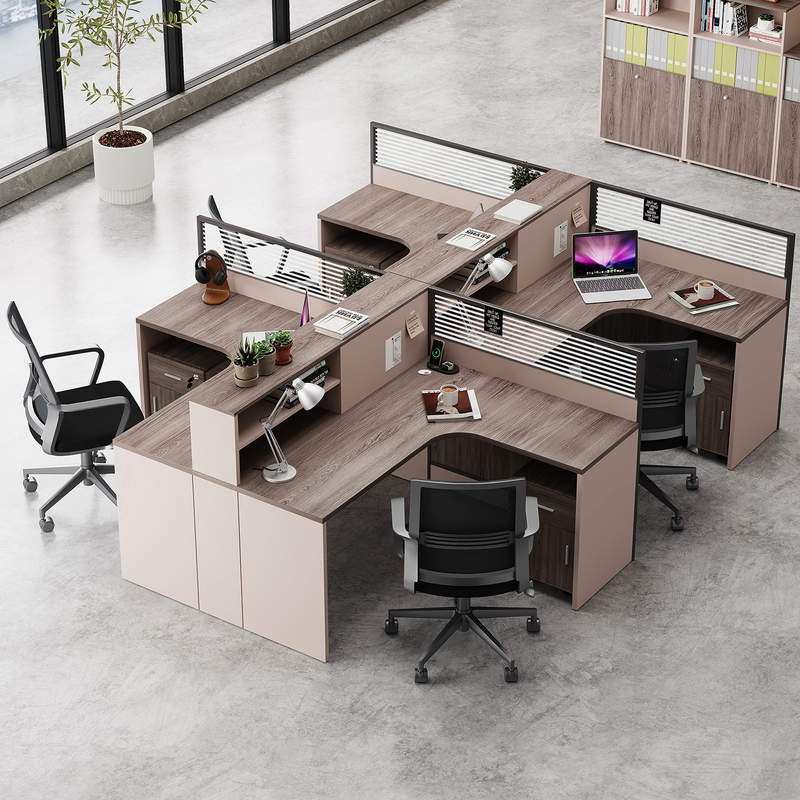L-Shaped Office Desk, Staff Workstation, Office Desk and Chair Combination, Cross-Shaped Four-Person Desk, F-Shaped Two-Person Desk with Partition